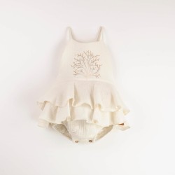 Coral Motif Romper Suit  Off-White - Size : (2-3)