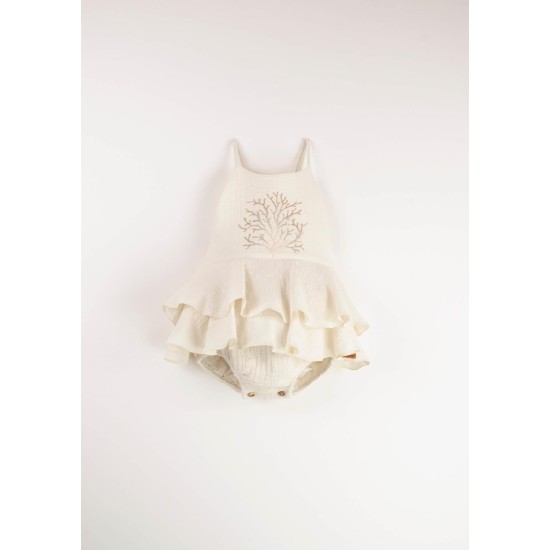 Coral Motif Romper Suit  Off-White