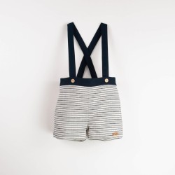 Embroidered Dungarees w/ Straps  Striped - Size : (6)