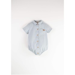 Striped romper suit with shirt collar  - Size : (2-3)