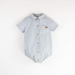 Striped romper suit with shirt collar  - Size : (2-3)