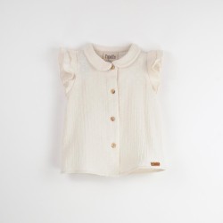 Off-White sleeveless shirt with frills  - Size : (3-4)