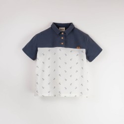 Embroidered Anchor motif contrasting shirt - Size : (7)