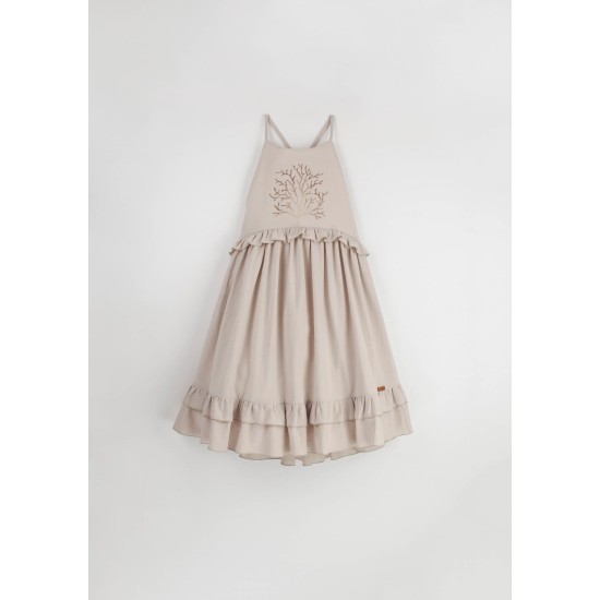 Sand /coral motif dress