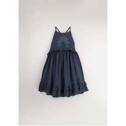 Navy Blue coral motif dress - Size : (4)