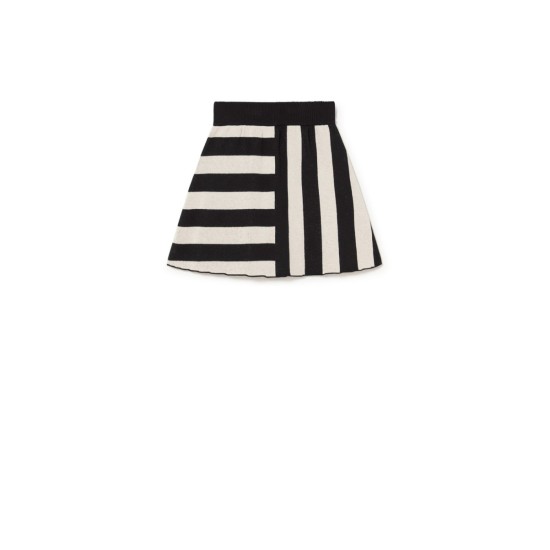 Iconic Lines Knit Skirt  cream-black