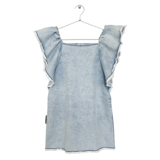 Ruffled Denim Dress  Blue