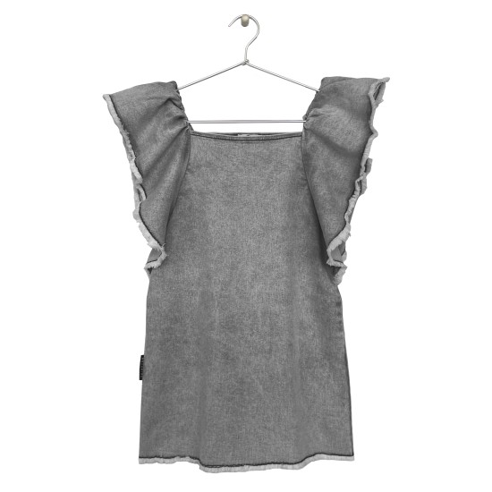 Ruffled Denim Dress  Black