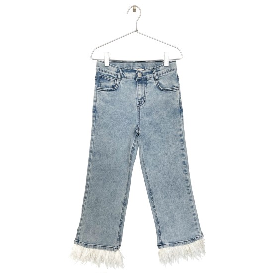 Embellished Denim Trousers  Blue