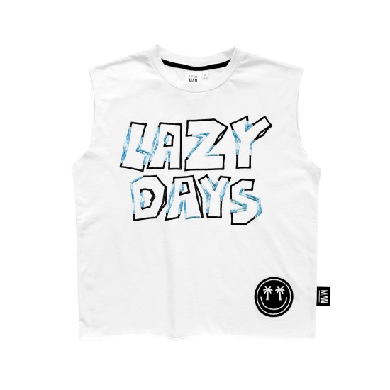 Lazy days tank- white