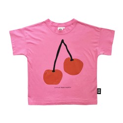 Cherry Boxy T-Shirt - Super Pink - Size : (6-7)