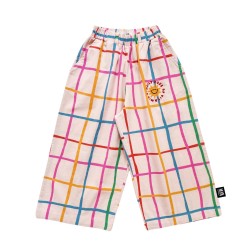 Grid Wide Leg Pants- Multicolored - Size : (1-2)