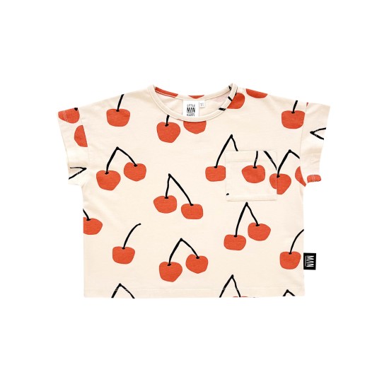 Cherry Cropped T-Shirt- Beige/Sandshell