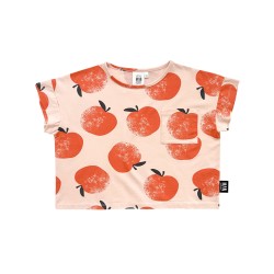 Apple Cropped T-Shirt-  Peach/Sunshine - Size : (2-3)