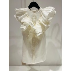 Linen Dress with Ruffles on the backwhite - Size : (2)