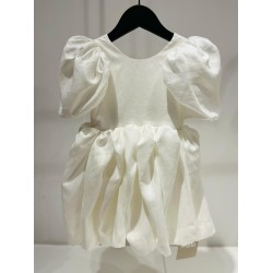 Linen Dress with Puffy Sleevesivory - Size : (2)