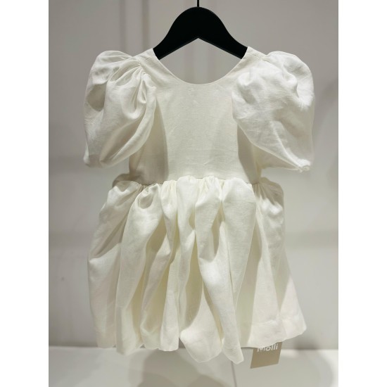 Linen Dress with Puffy Sleevesivory