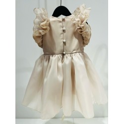 Oganza Dress with Ruffles on the Shouldersbeige - Size : (6)