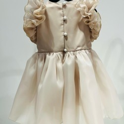 Oganza Dress with Ruffles on the Shouldersbeige - Size : (6)
