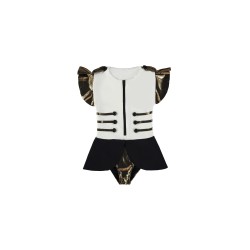 Circus Bathing Suit    cream, black & gold - Size : (12)