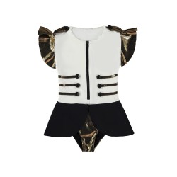 Circus Bathing Suit    cream, black & gold - Size : (12)