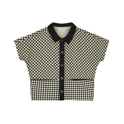 Chess Shirt  black & cream - Size : (12)