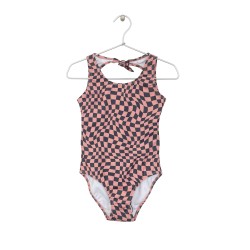 CHECK-PRINT BODYSUIT   ORANGE - Size : (2)
