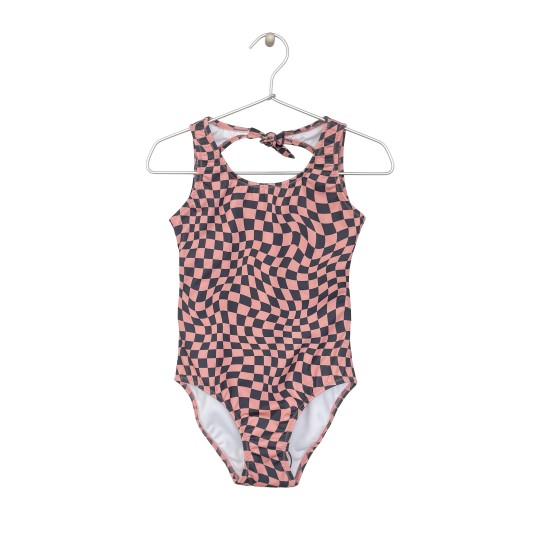 CHECK-PRINT BODYSUIT   ORANGE