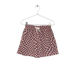 CHECK-PRINT SWIM SHORTS  ORANGE - Size : (2)