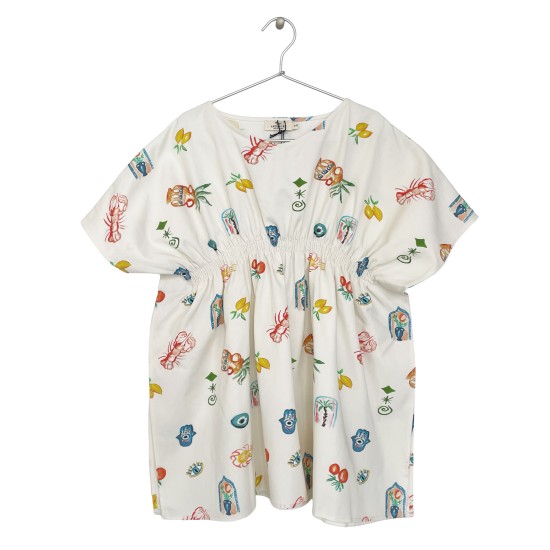 MEDITERRANEAN-PRINT KAFTAN  OFF-WHITE
